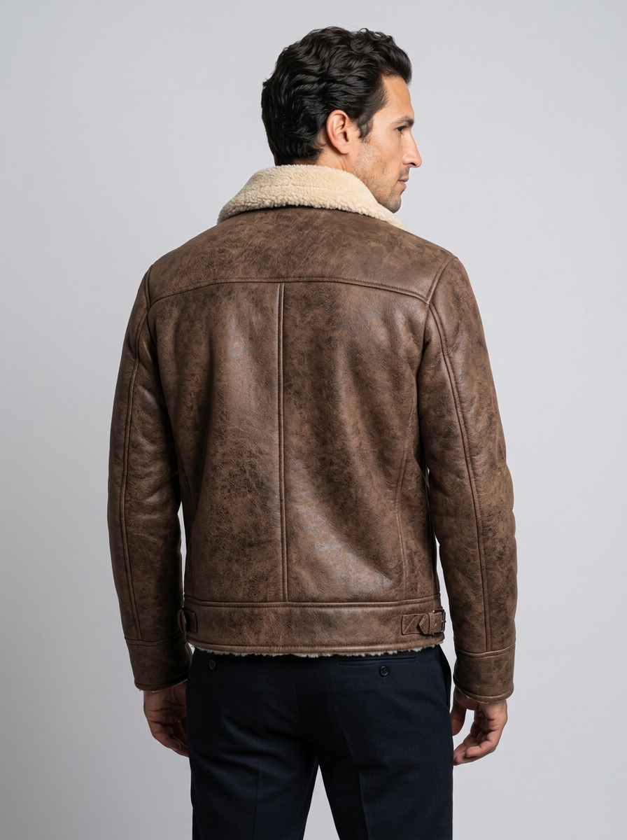 Men's Shearling Aviator Jacket – Faux Leather
