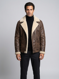 Men's Shearling Aviator Jacket – Faux Leather