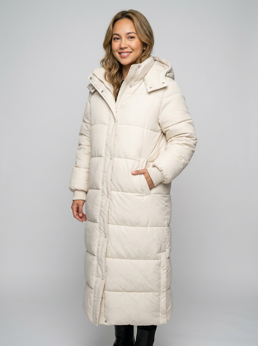 Women's Long Puffer Coat, Hooded Padded Jacket