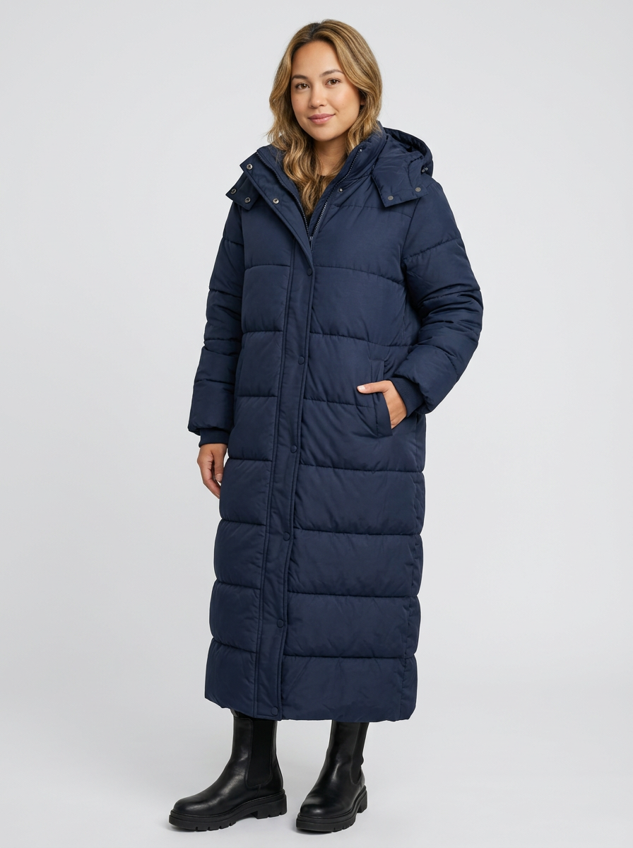 Women's Long Puffer Coat, Hooded Padded Jacket