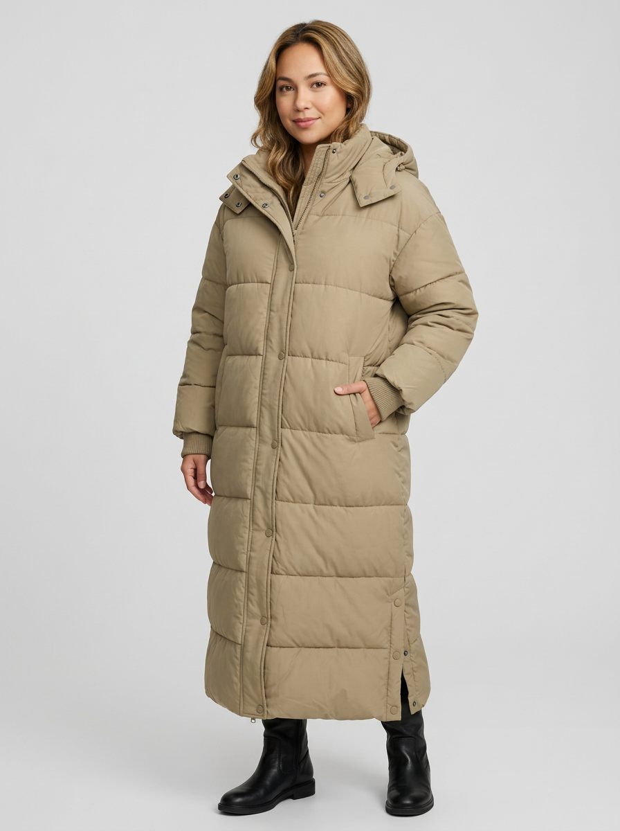 Women's Long Puffer Coat, Hooded Padded Jacket