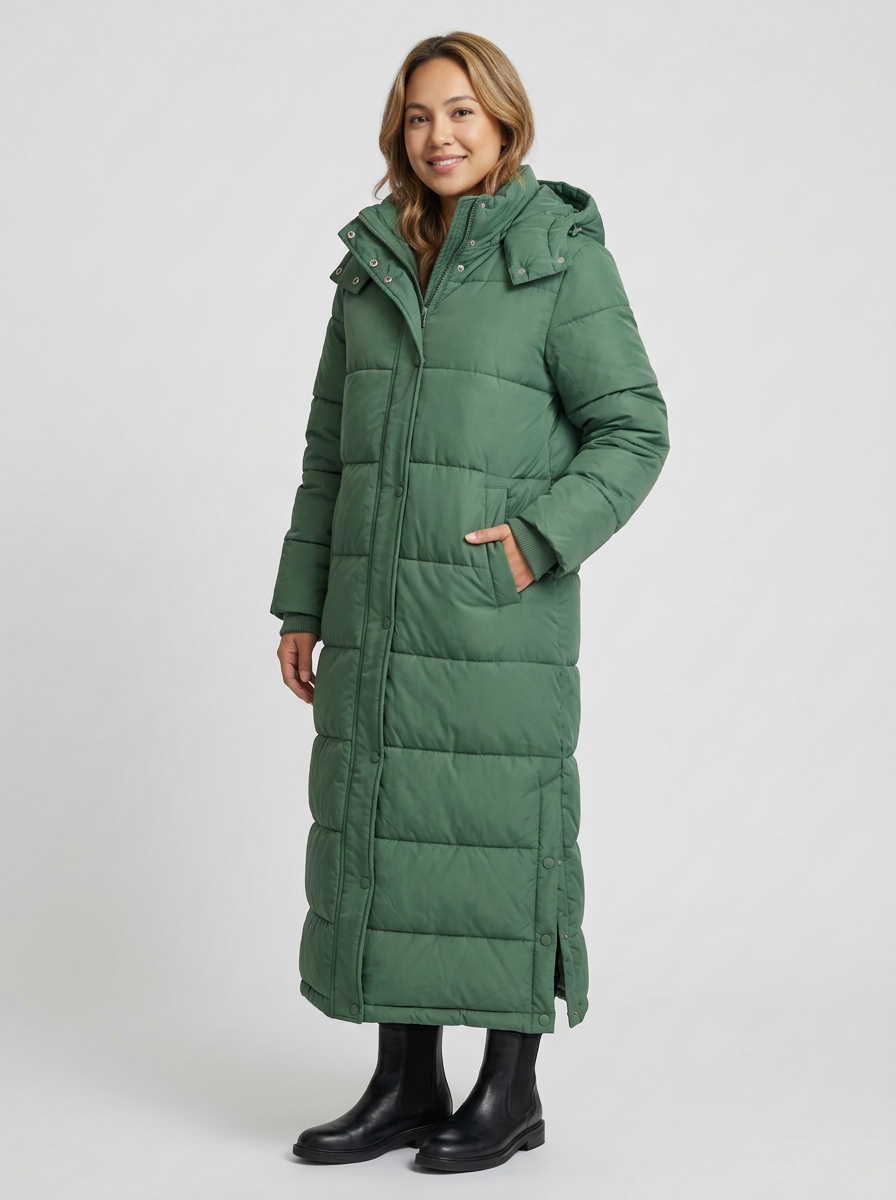 Women's Long Puffer Coat, Hooded Padded Jacket
