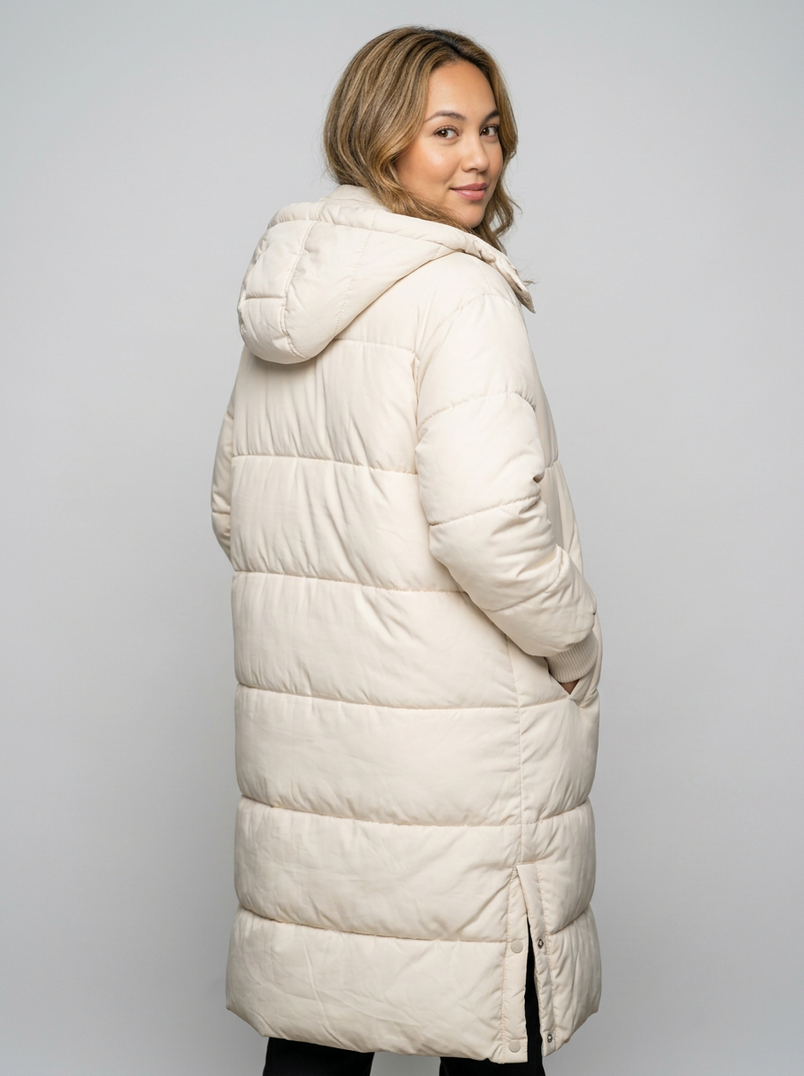 Women's Long Puffer Coat, Hooded Padded Jacket
