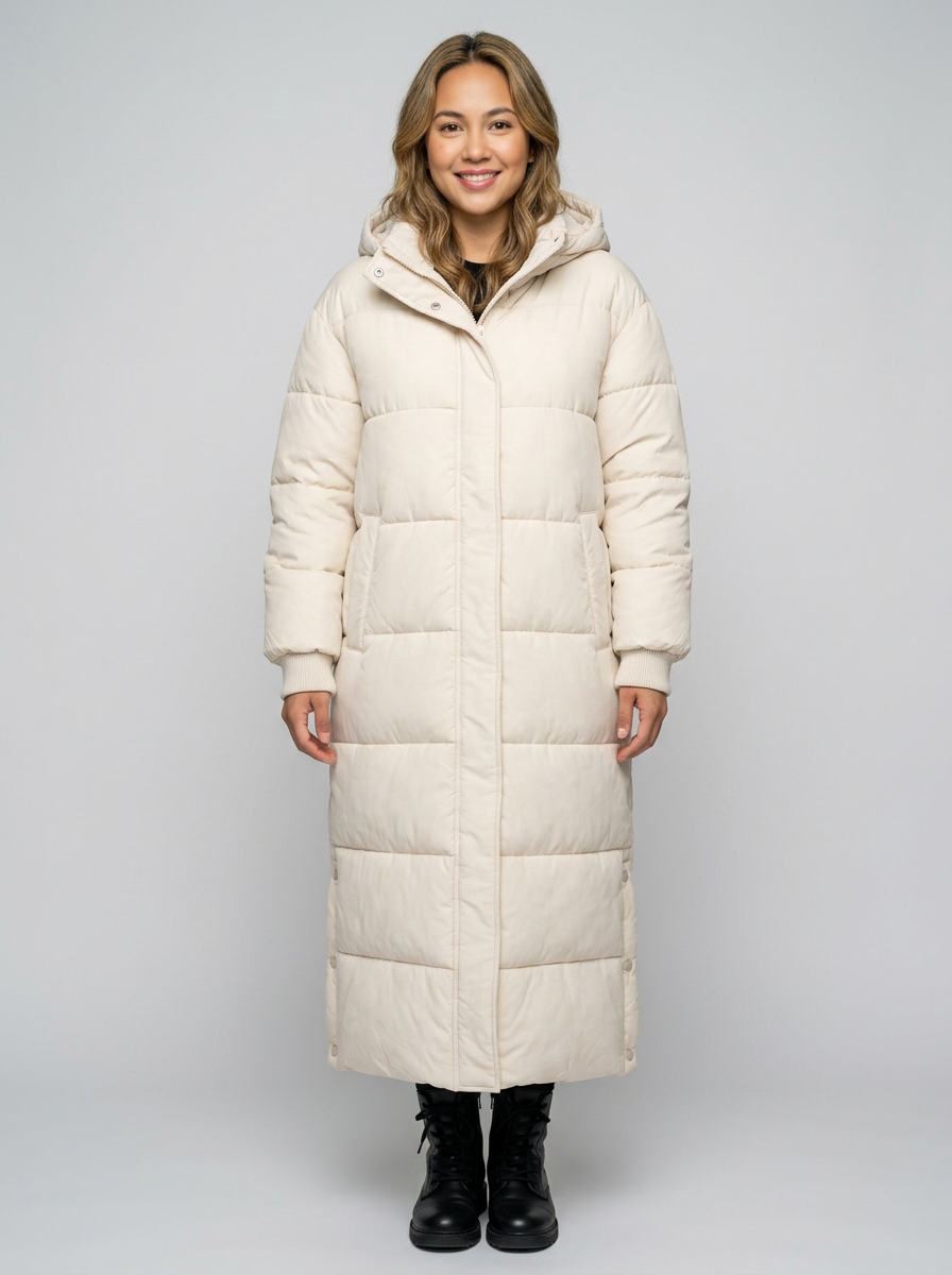 Women's Long Puffer Coat, Hooded Padded Jacket