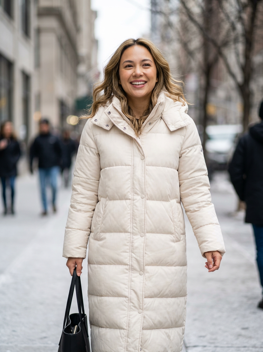 Women's Long Puffer Coat, Hooded Padded Jacket