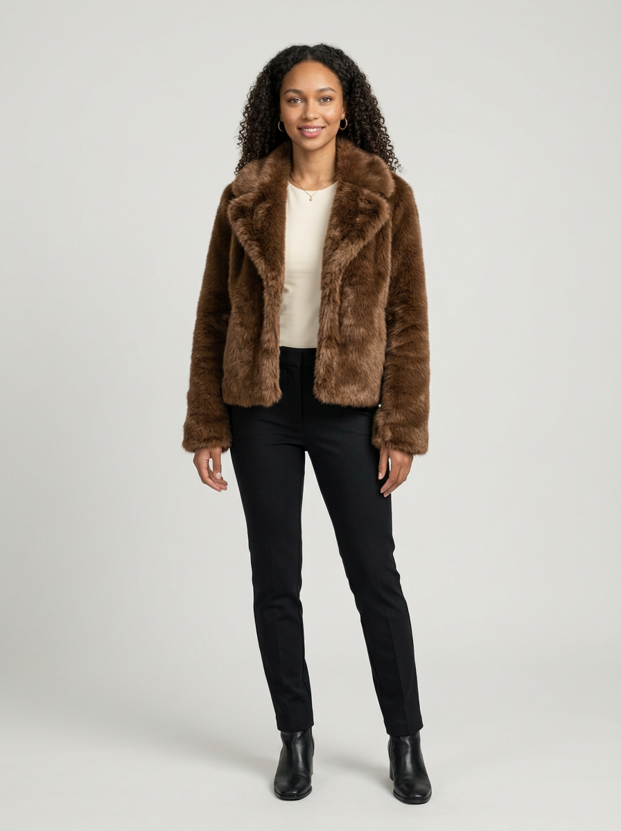 Women's Faux Fur Coat – Soft & Warm Winter Jacket with Elegant Relaxed Fit
