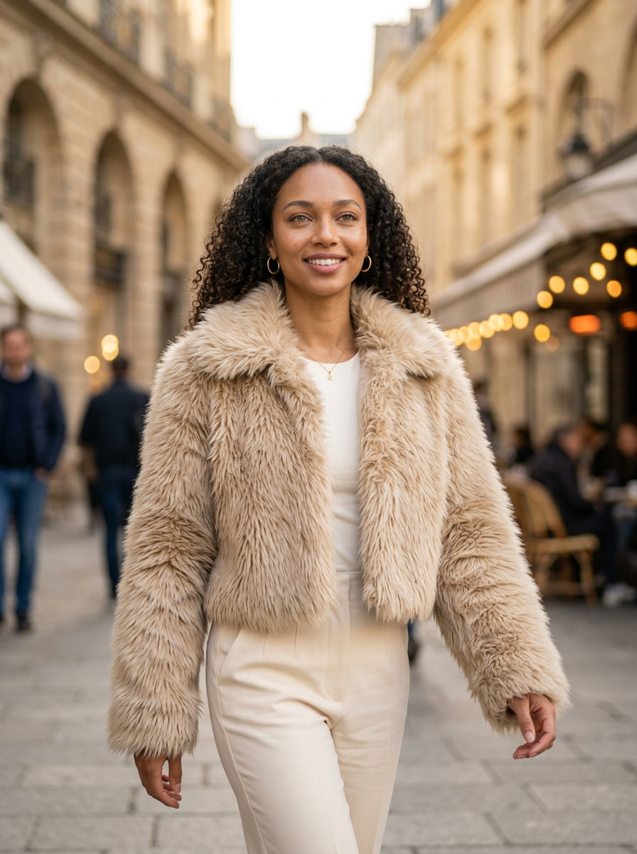 Women's Faux Fur Coat – Soft & Warm Winter Jacket with Elegant Relaxed Fit