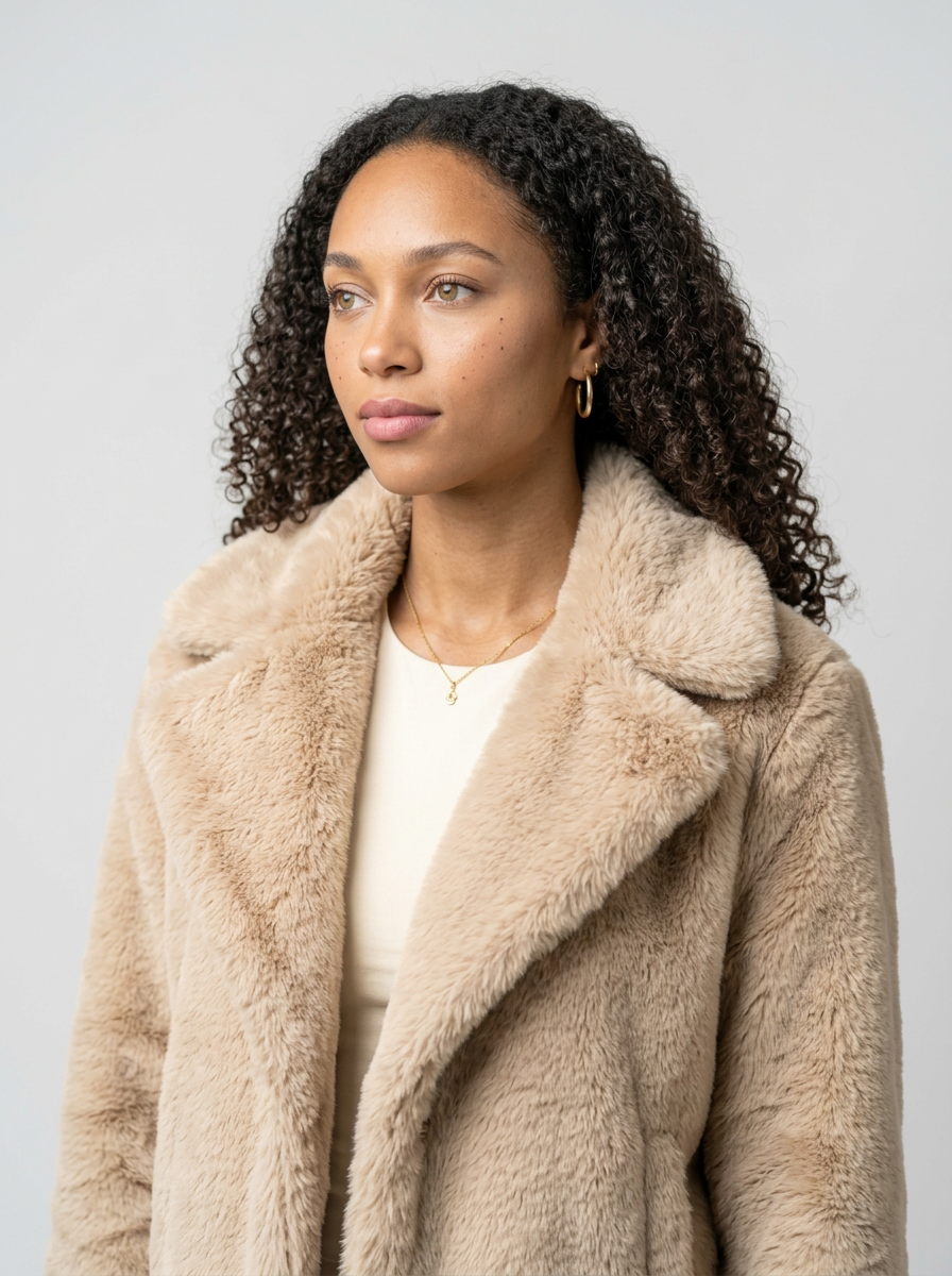 Women's Faux Fur Coat – Soft & Warm Winter Jacket with Elegant Relaxed Fit