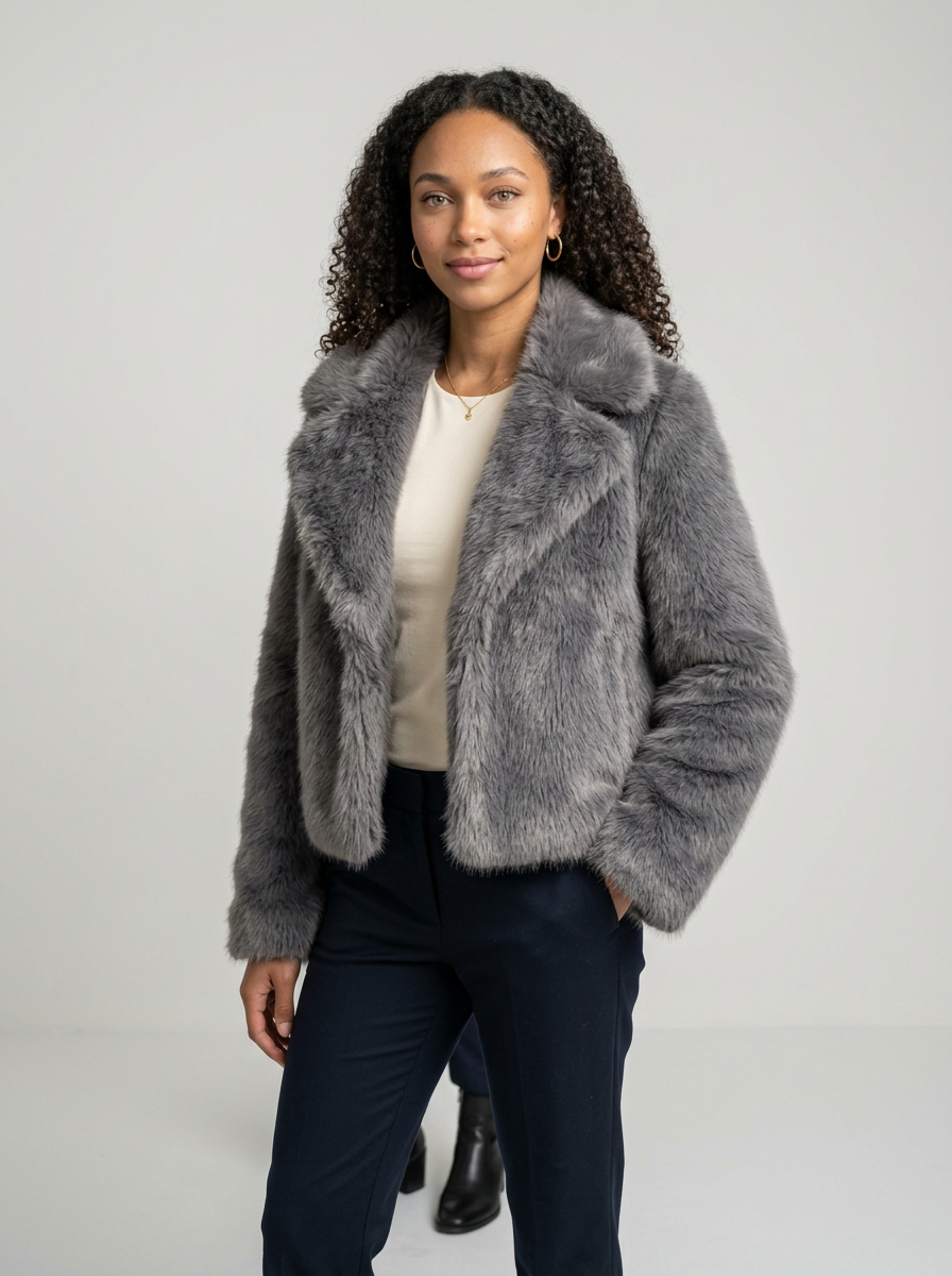Women's Faux Fur Coat – Soft & Warm Winter Jacket with Elegant Relaxed Fit