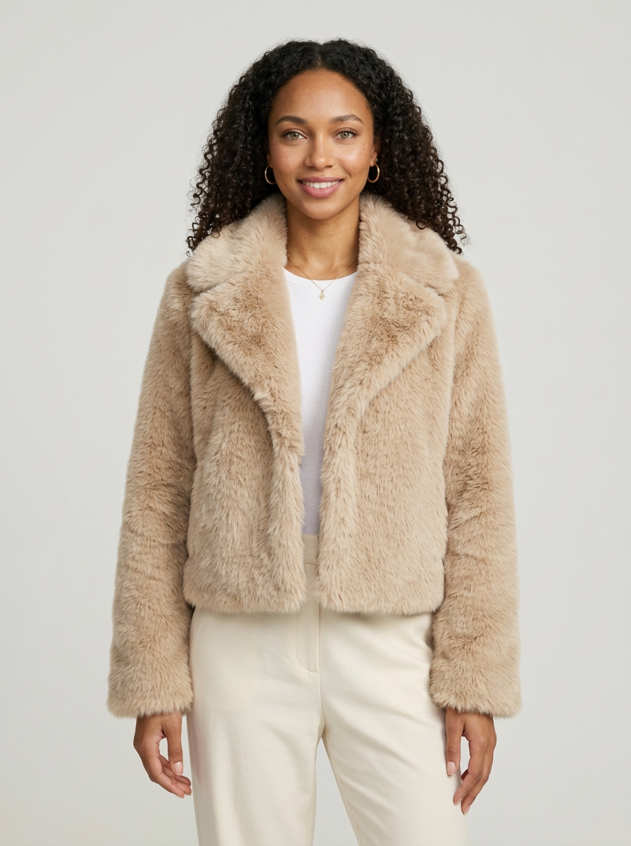 Women's Faux Fur Coat – Soft & Warm Winter Jacket with Elegant Relaxed Fit