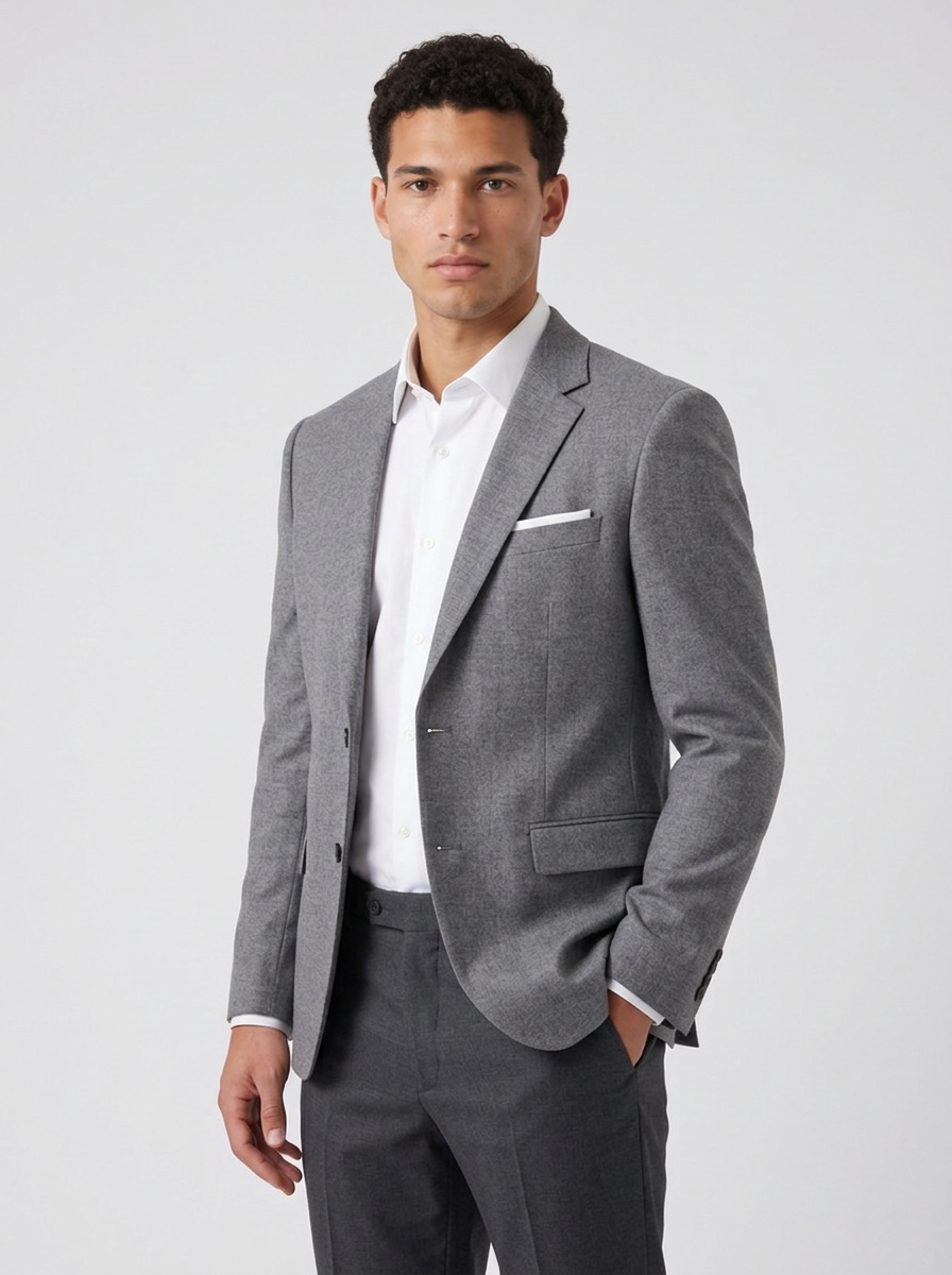 Men's Single Breasted Formal Blazer in Grey – three-quarter view