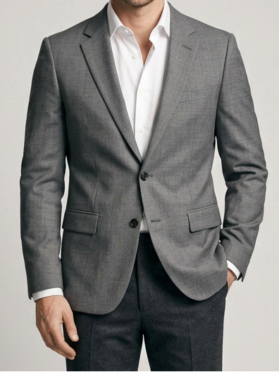 Men's Slim Fit Single Button Blazer in Gray