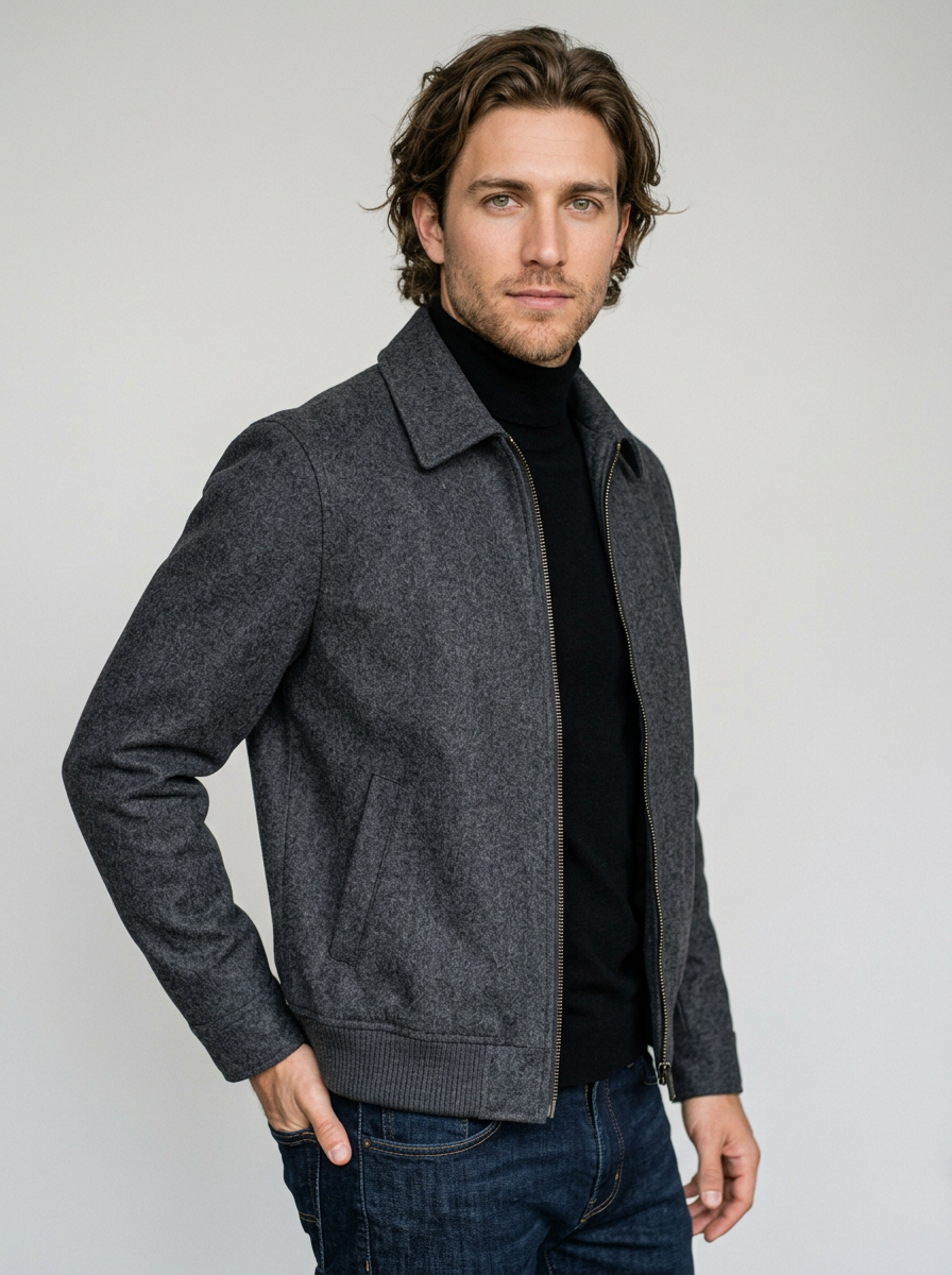 Men's Tailored Wool Blend Zip Jacket – view 2