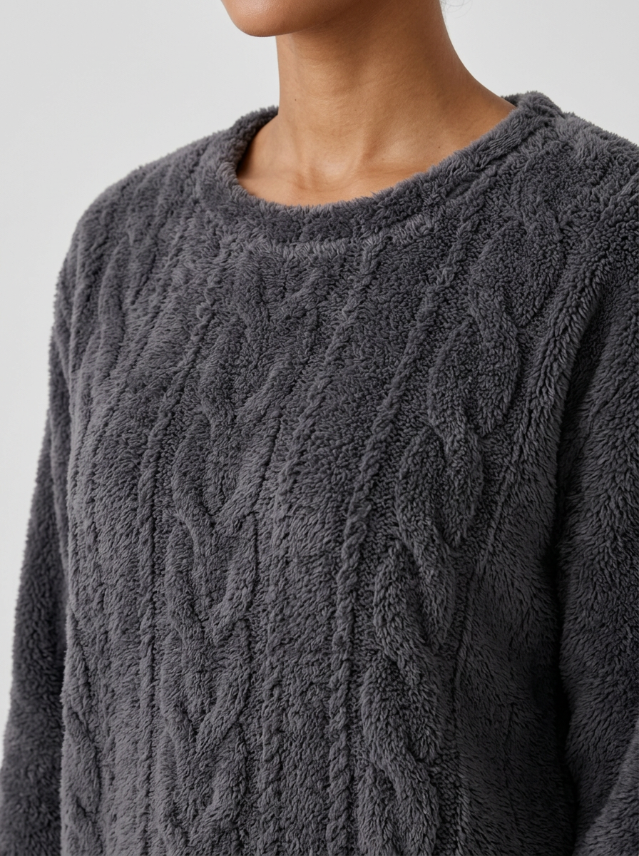 Women's Cosy Cable Knit Fleece Pyjamas – view 2