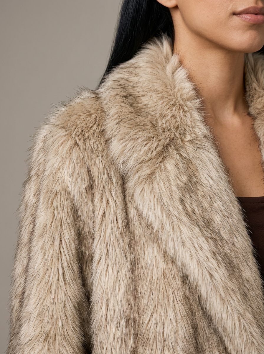 Women's Faux Fur Statement Coat – close-up