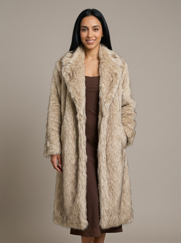 Women's Faux Fur Statement Coat – front view