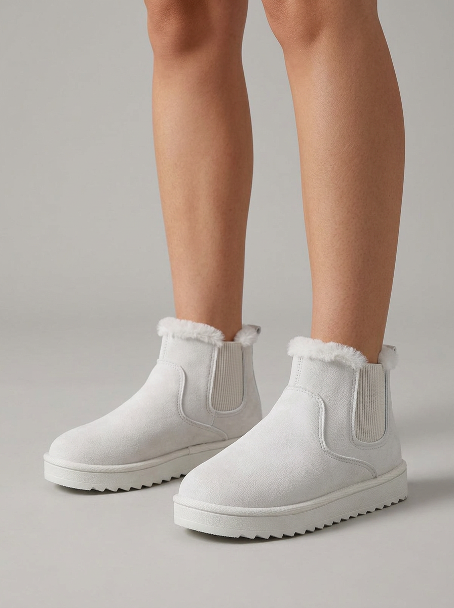 Women's Waterproof Insulated Winter Boots in White – front view