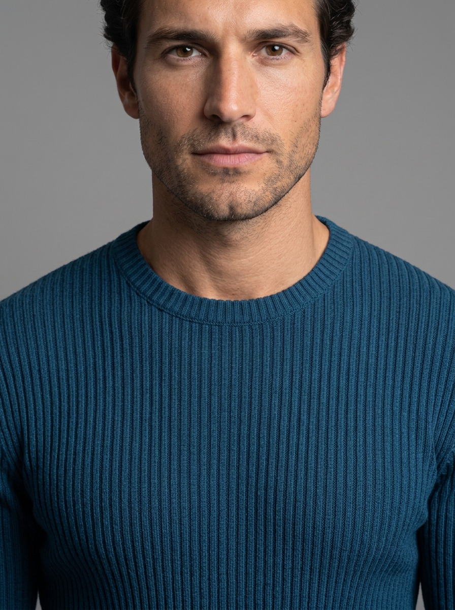 Men's Slim Fit Ribbed Crew Neck Jumper – view 4