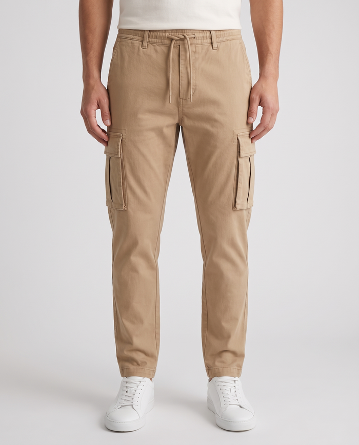 Men's Stretch Cotton Cargo Joggers in Desert