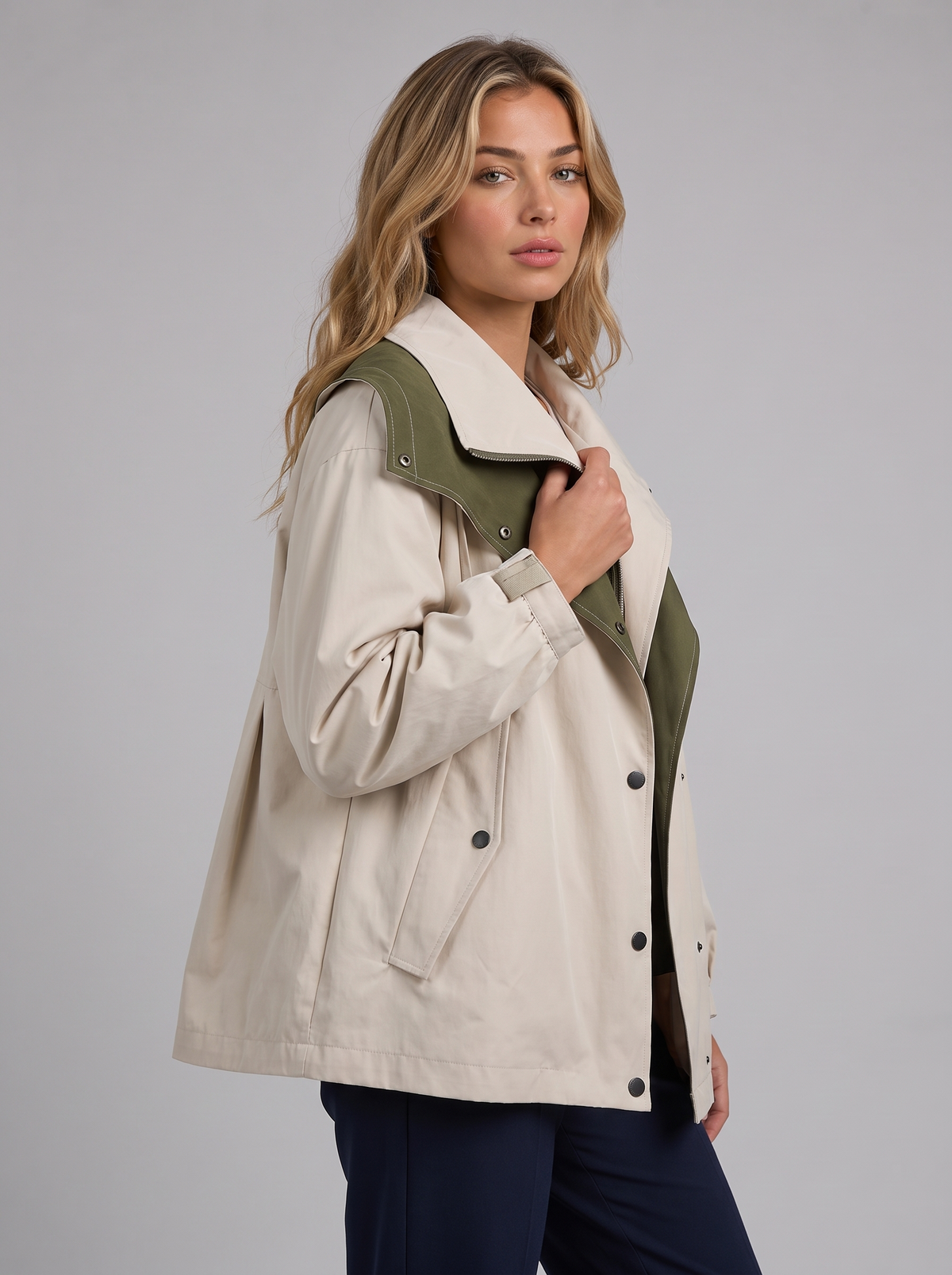 Women's Waterproof Windbreaker Jacket in White – three-quarter view