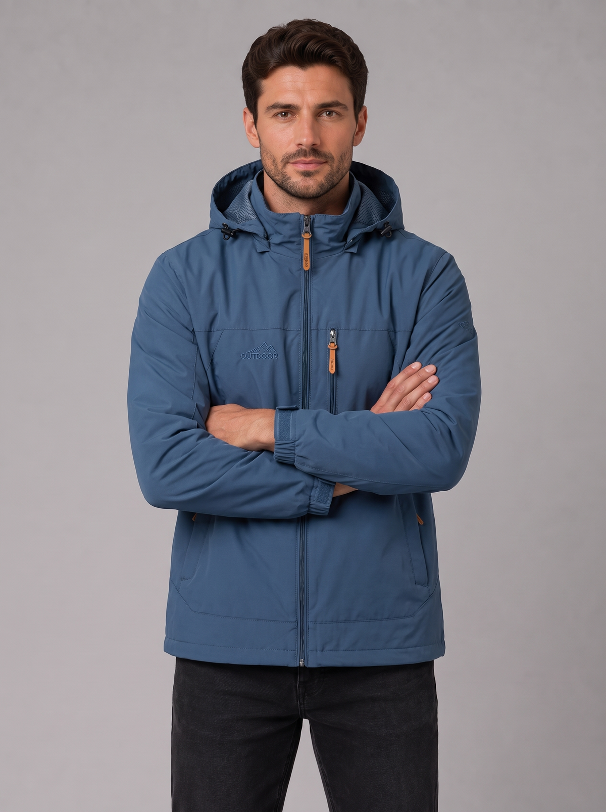 Men's Hooded Windbreaker Jacket in Blue