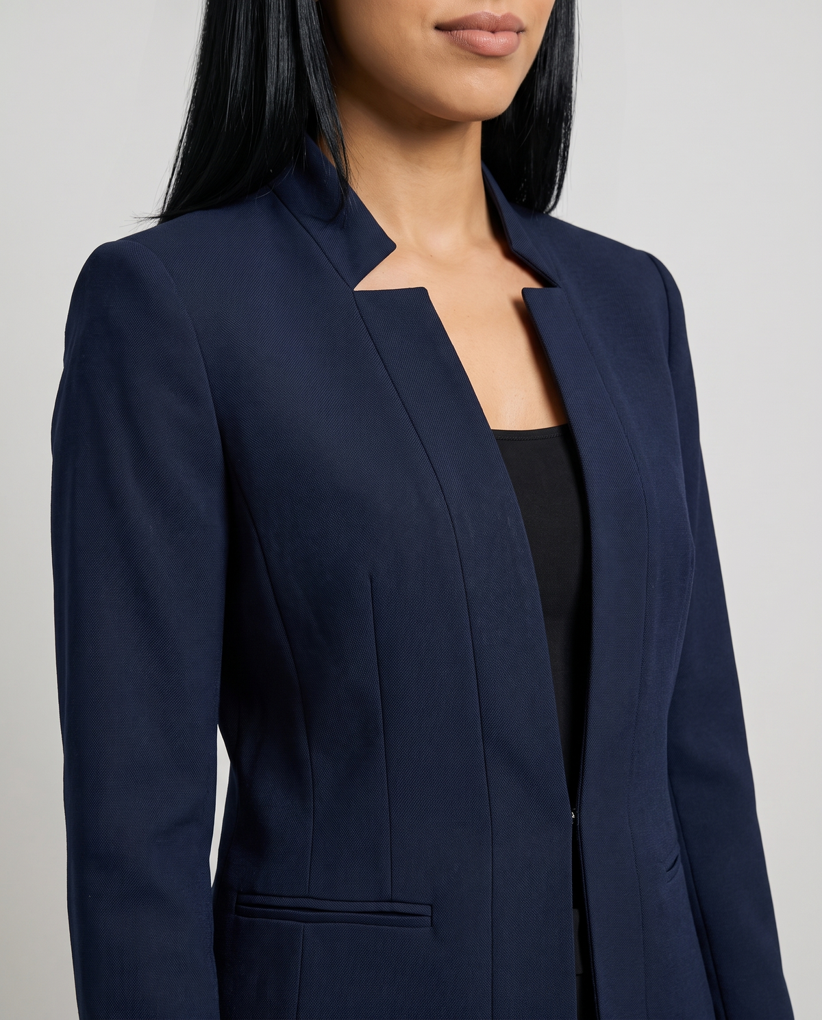 Women's Open Front Longline Blazer in Navy Blue – image 4