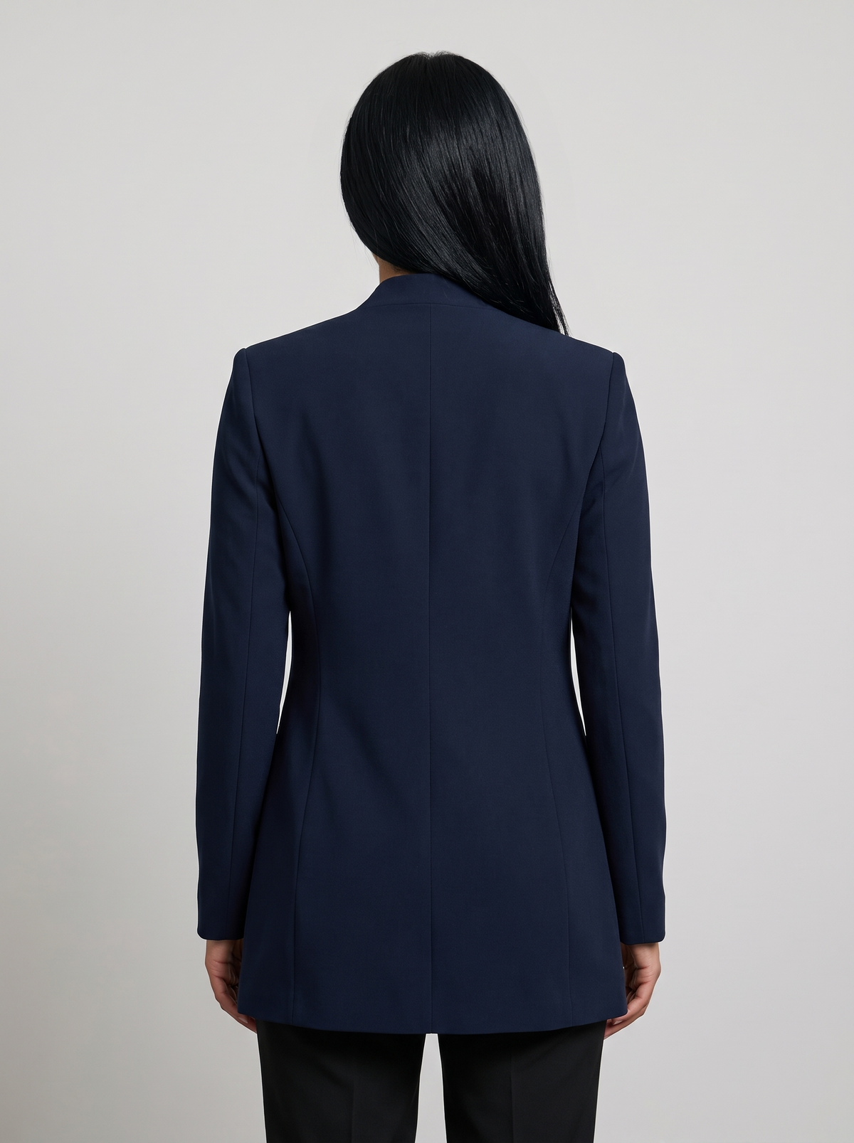 Women's Open Front Longline Blazer in Navy Blue – image 3