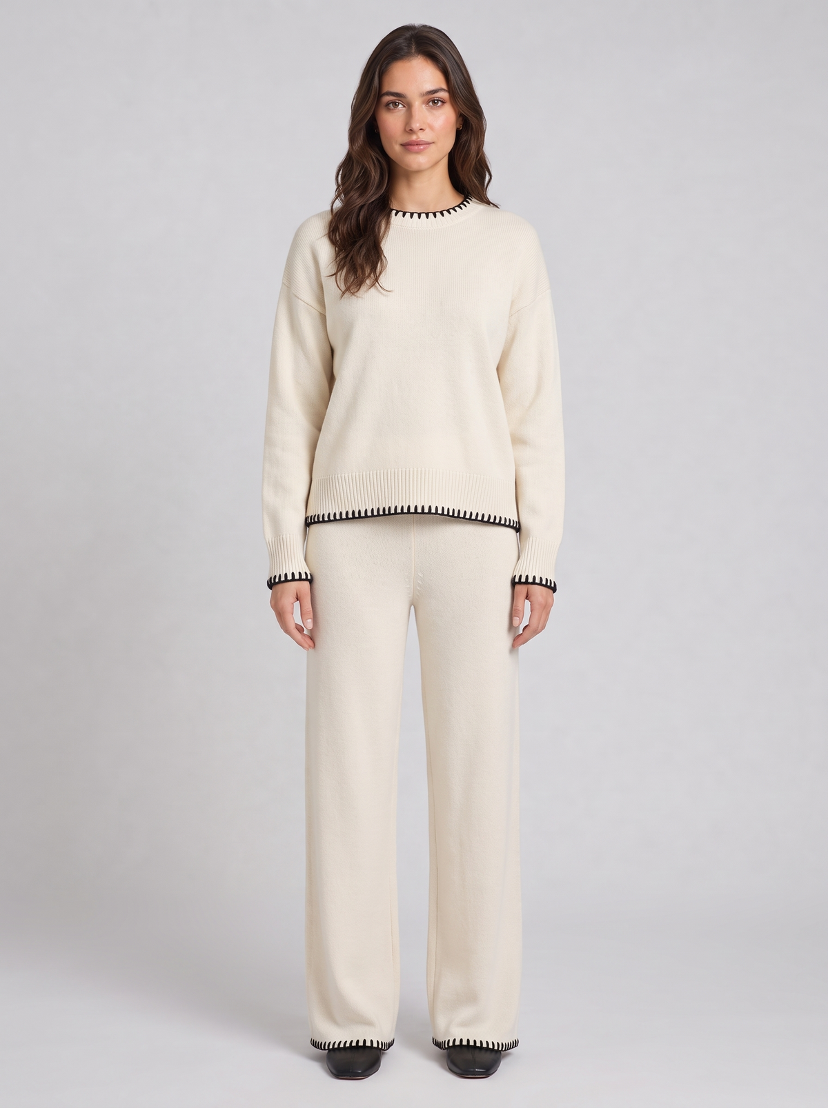 Women's Knitted Co Ord Set in Cream