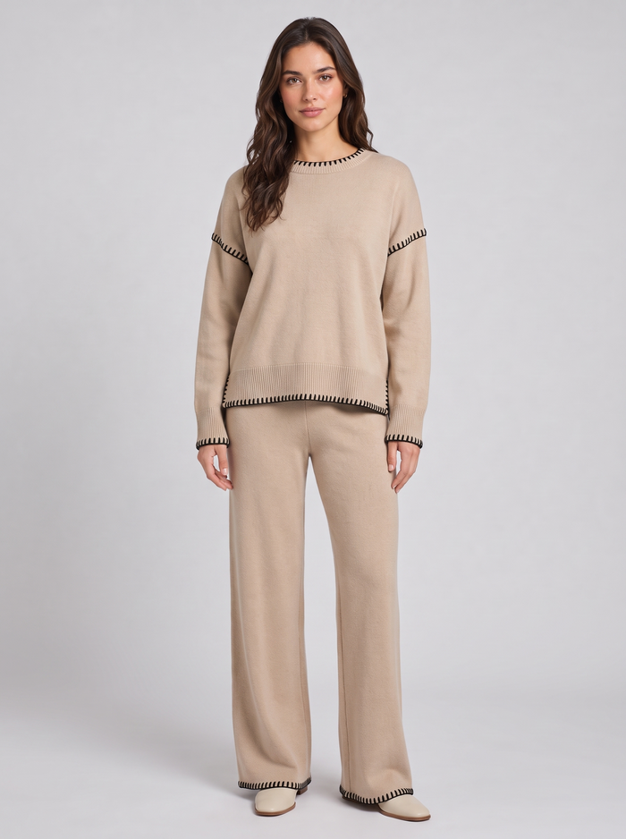 Women's Knitted Co Ord Set in Beige