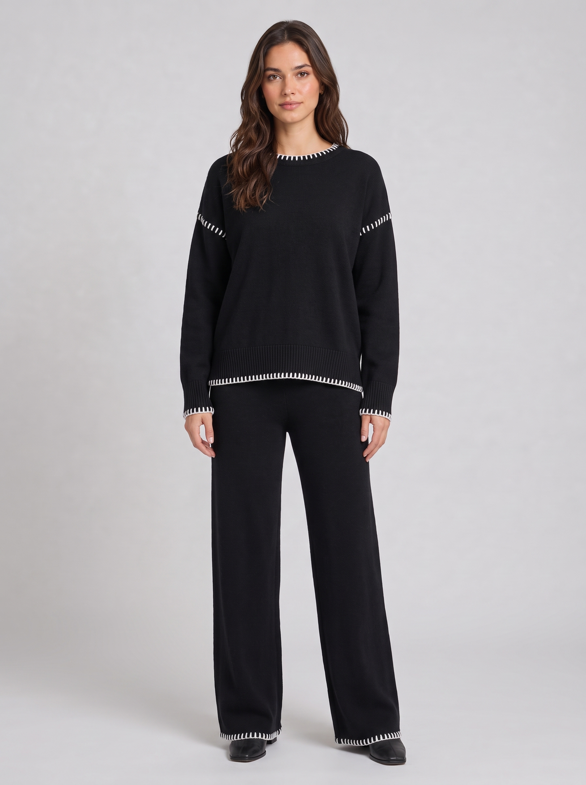 Women's Knitted Co Ord Set in Black