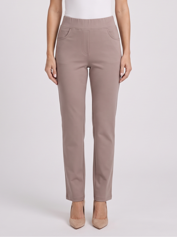 Women's High Waist Straight Leg Trousers in Taupe