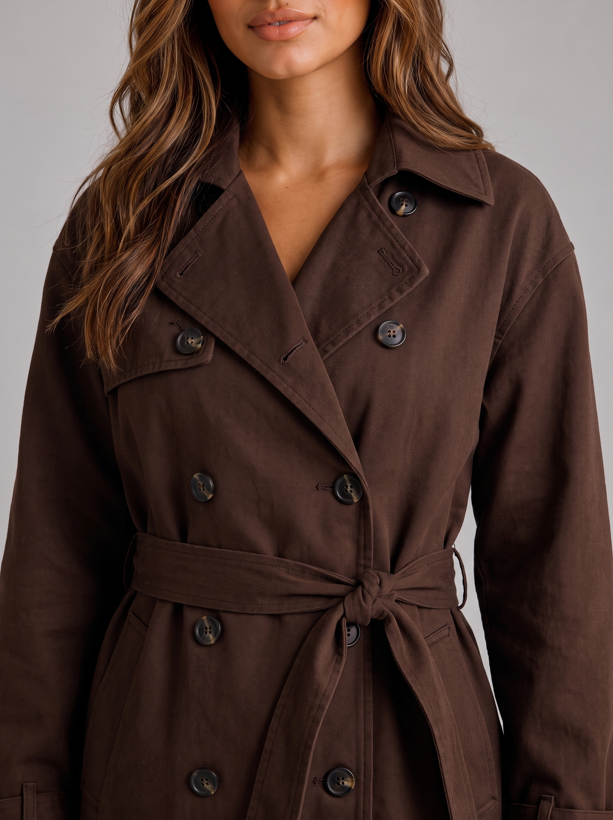 Women's Cropped Trench Jacket in Brown – view 4