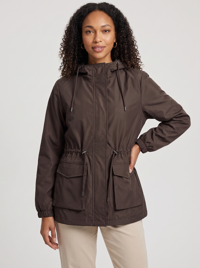 Women's Hooded Rain Jacket in Brown