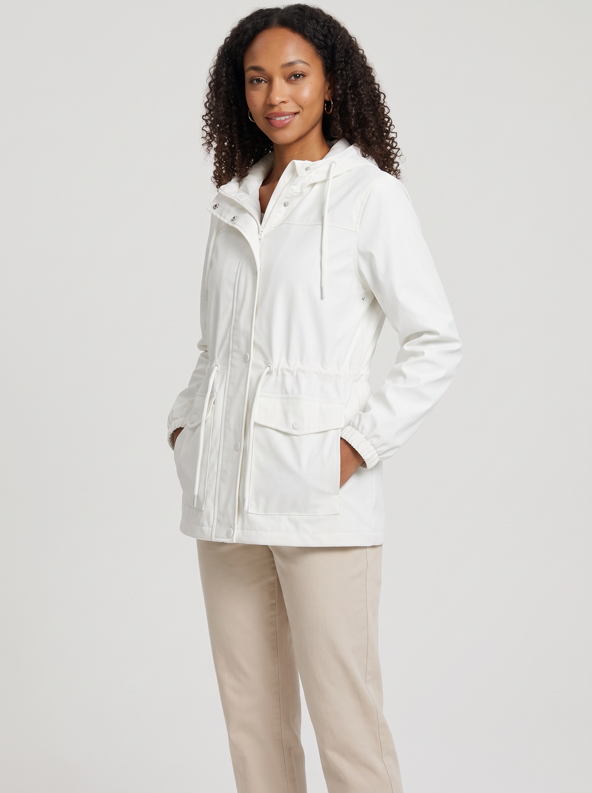 Women's Hooded Rain Jacket in White