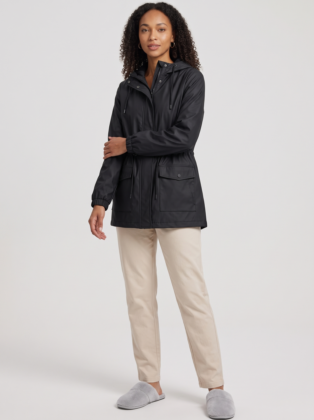 Women's Hooded Rain Jacket in Black