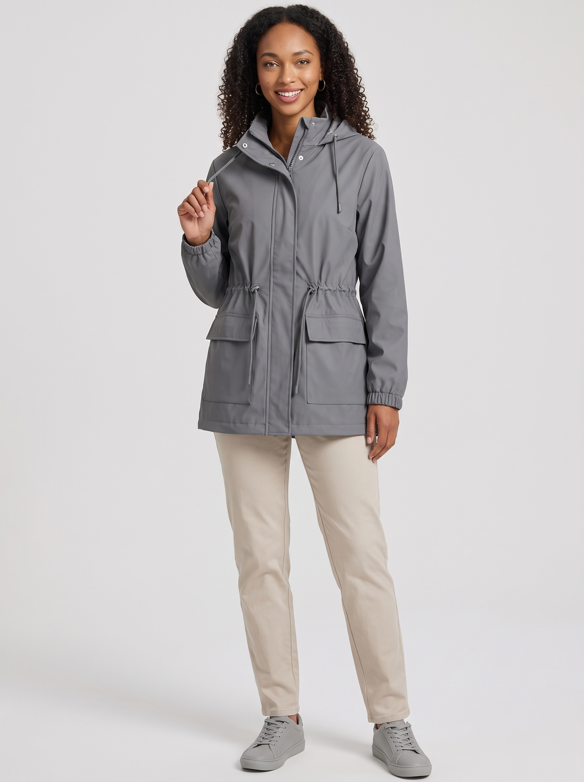 Women's Hooded Rain Jacket in Grey