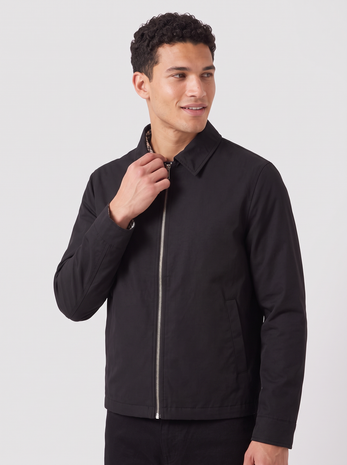 Men's Lightweight Harrington Jacket in Black – view 2