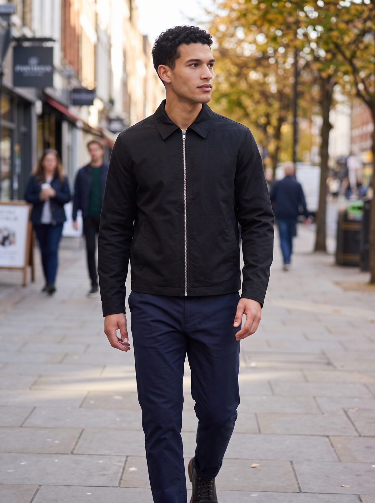 Men's Lightweight Harrington Jacket in Black – view 4