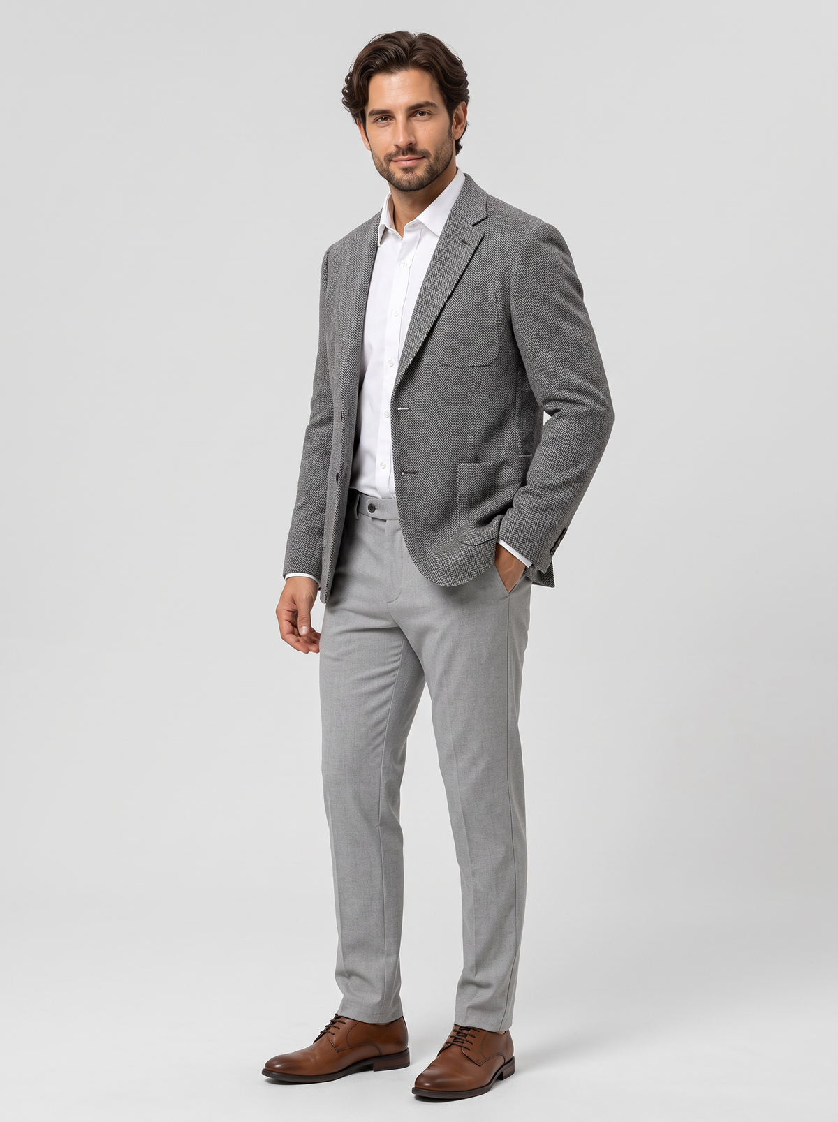 Men's Textured Wool Blend Blazer in Grey – view 2
