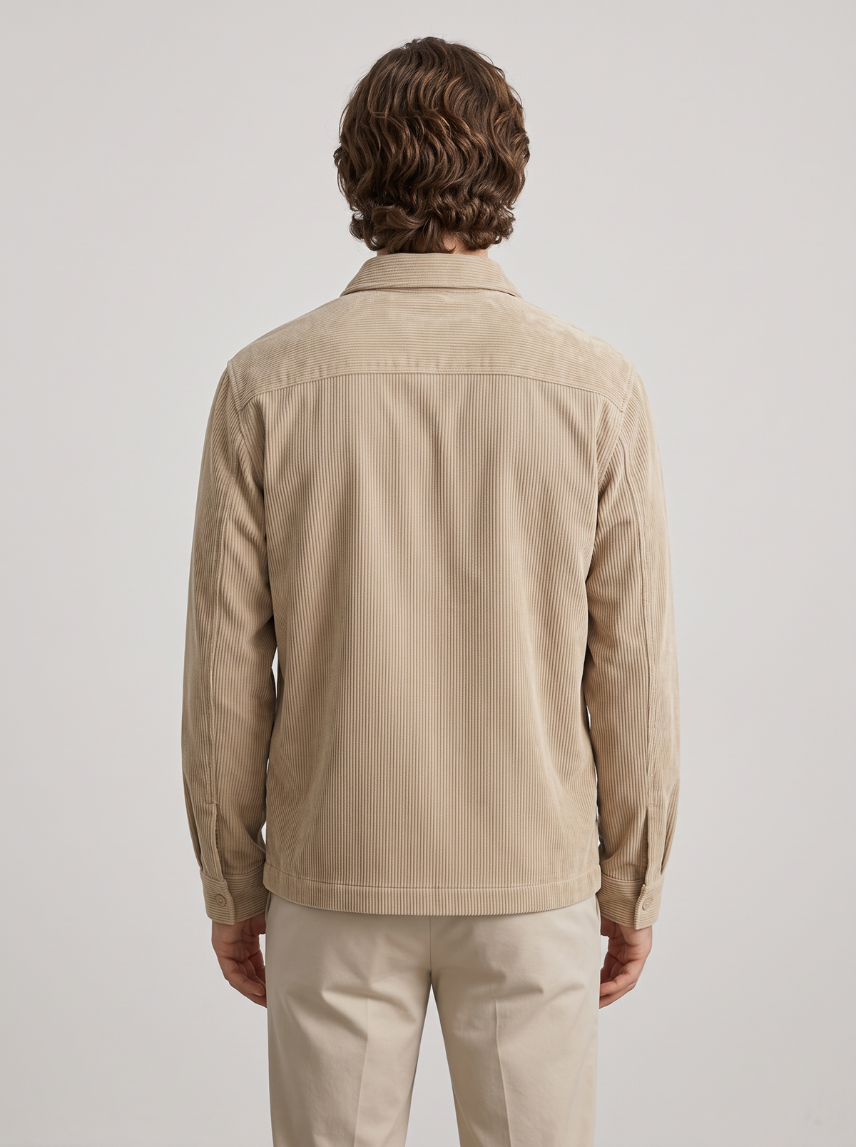 Men's Corduroy Button Up Shirt in Beige – view 2