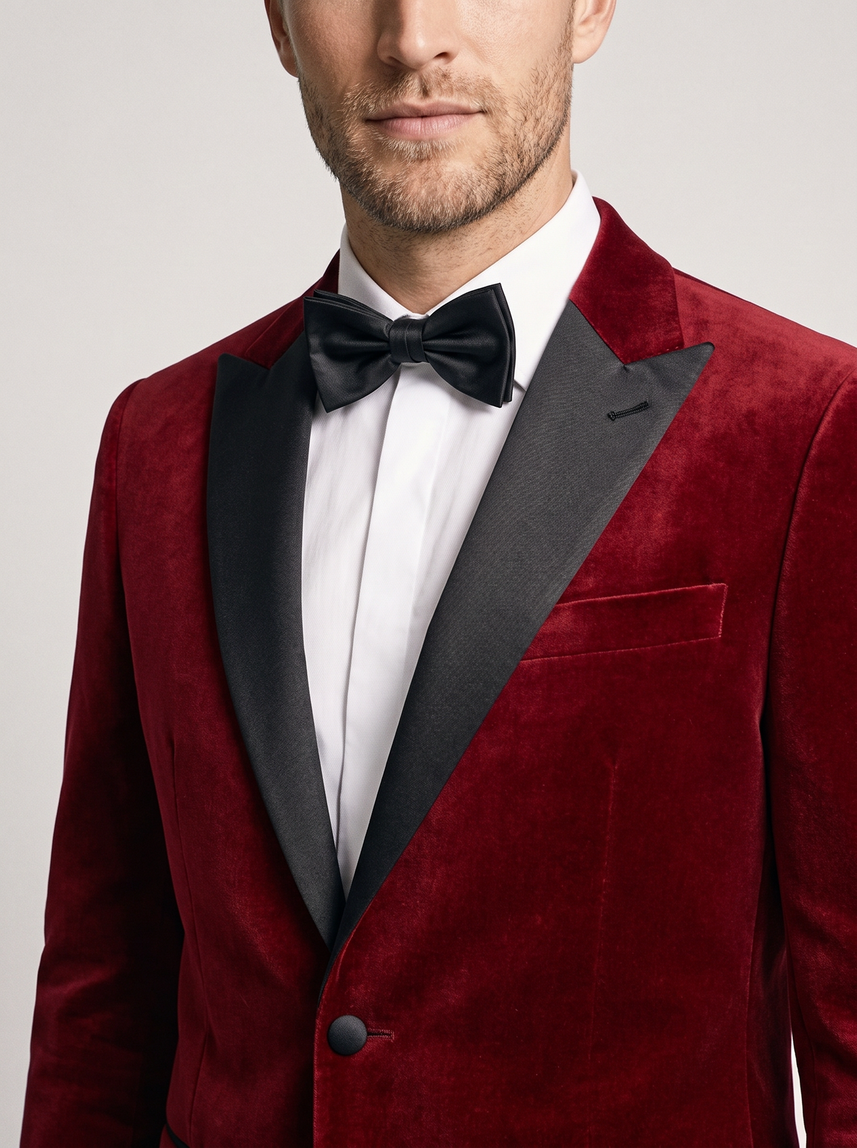 Men's Velvet-Look Tuxedo Jacket in Red – view 4