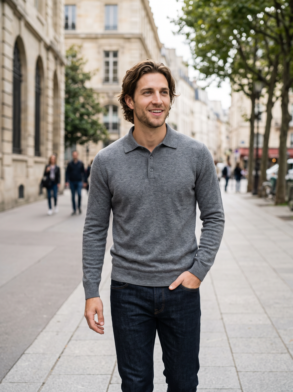 Men's Lightweight Knitted Polo Jumper – Button Collar