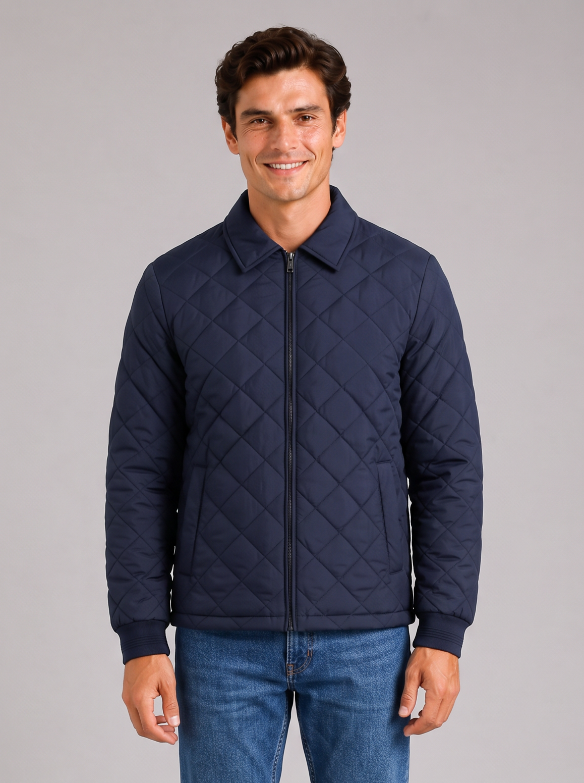 Men's Lightweight Padded Jacket – Collared Zip Up