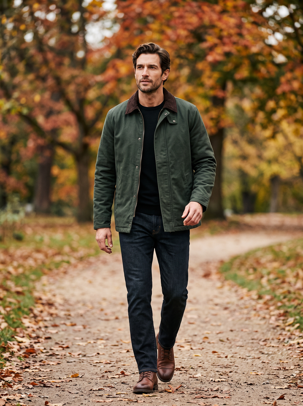 Men's Canvas Look Barn Jacket – Corduroy Collar