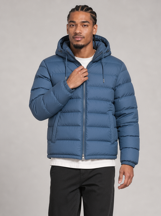 Men's Hooded Puffer Jacket – Quilted Zip Up Winter Coat