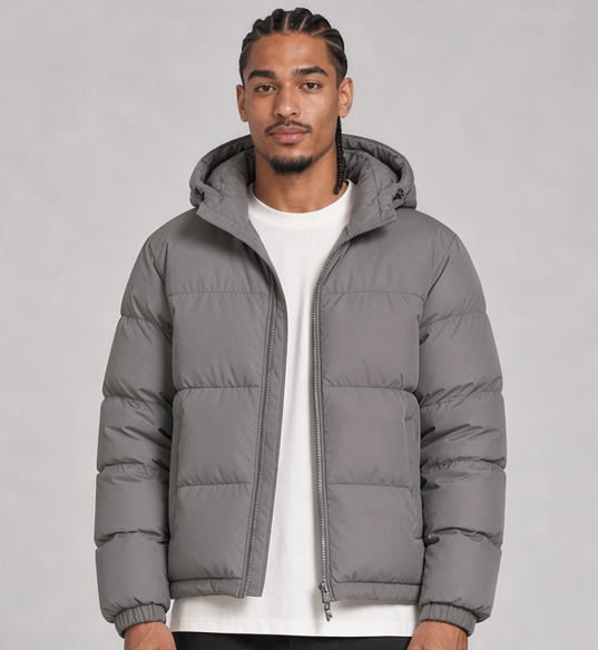 Men's Hooded Puffer Jacket – Quilted Zip Up Winter Coat