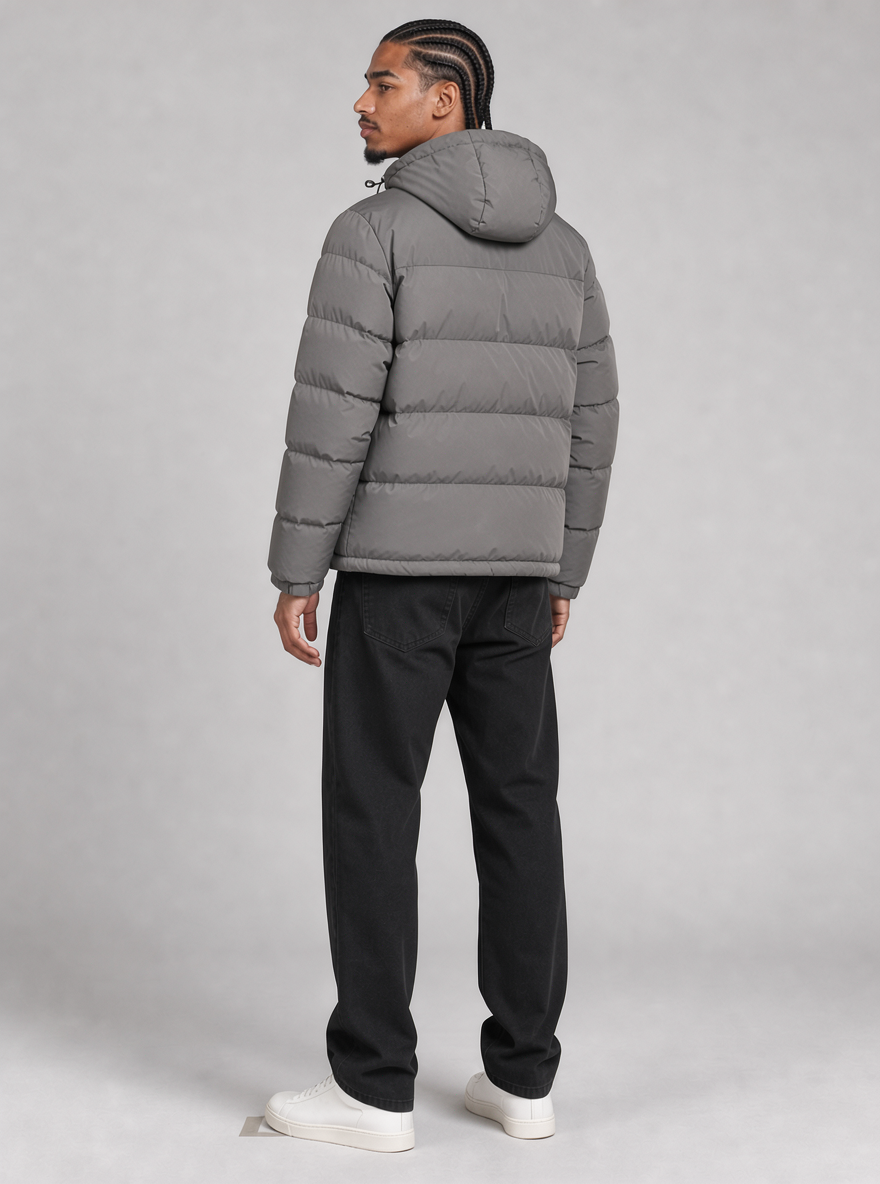 Men's Hooded Puffer Jacket – Quilted Zip Up Winter Coat