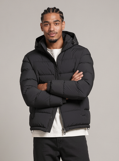 Men's Hooded Puffer Jacket – Quilted Zip Up Winter Coat