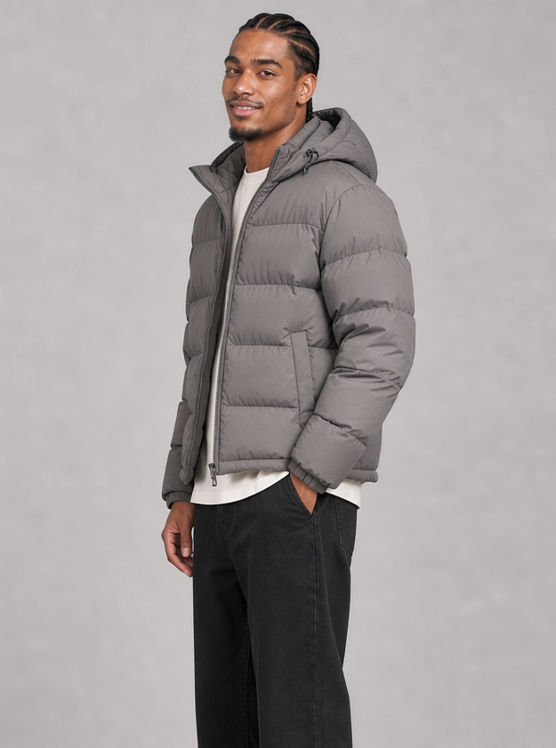 Men's Hooded Puffer Jacket – Quilted Zip Up Winter Coat