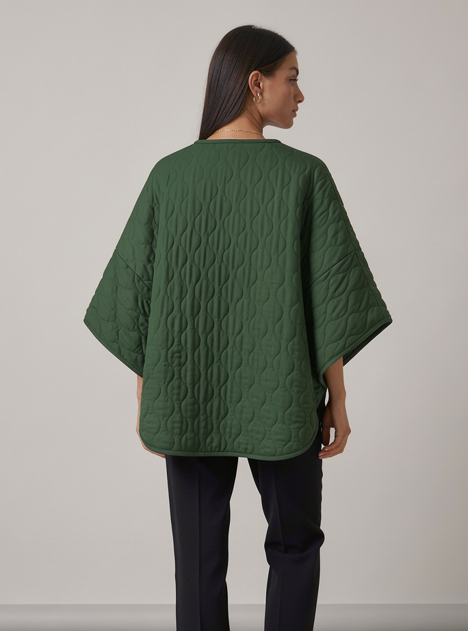 Women's Quilted Cape Coat – Padded Half Zip Poncho